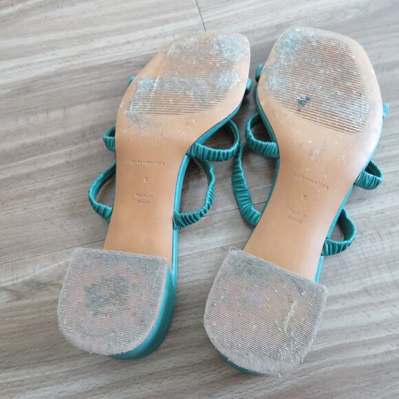 REFORMATION Assunta Strappy Block Heel Mule Slip On Sandals Shoes in Green Sz 8 - Picture 10 of 13